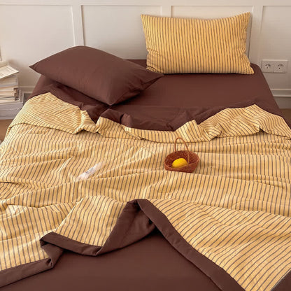 Cozy Farmhouse Cotton Two-Tone Striped Bedding Set