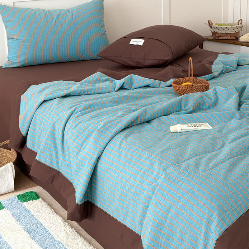 Cozy Farmhouse Cotton Two-Tone Striped Bedding Set