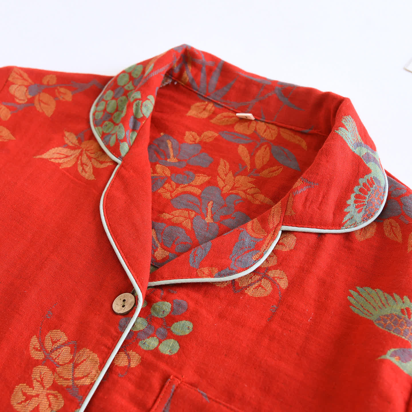 Vintage Bird Floral Cotton Loungewear Set