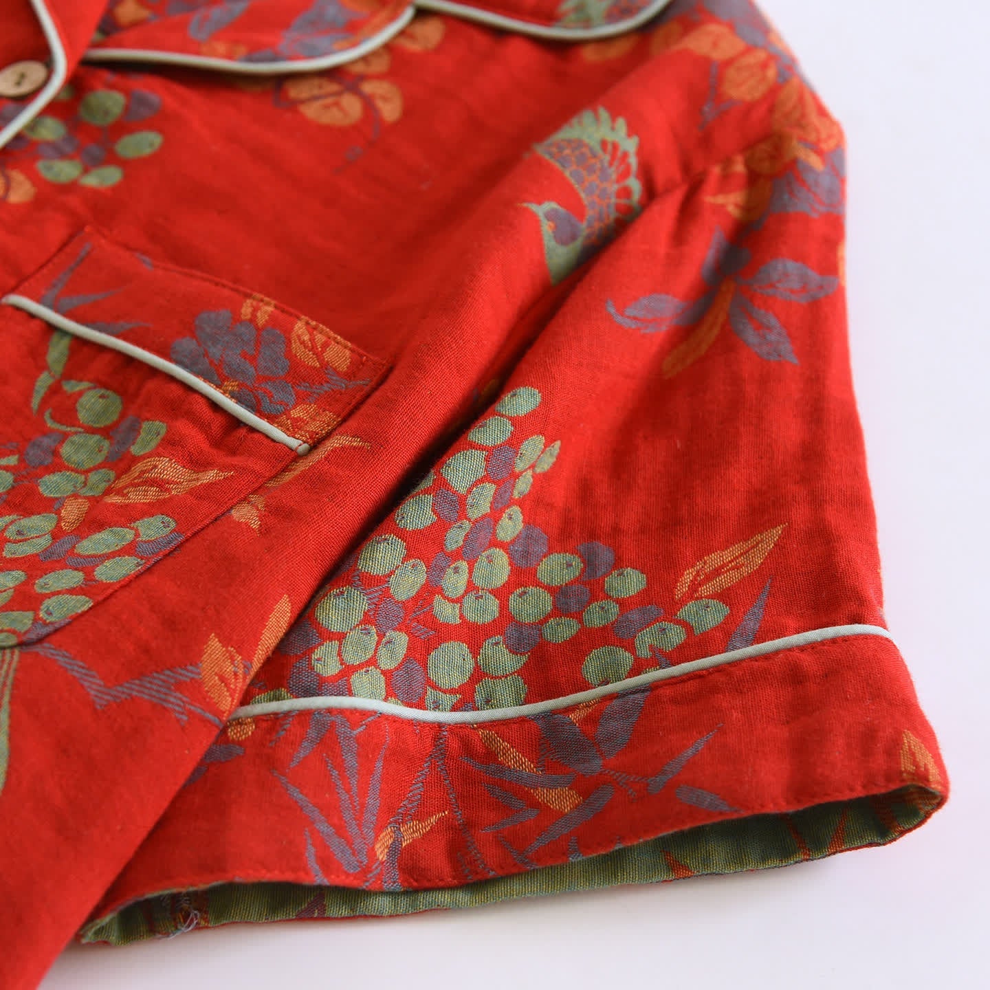 Vintage Bird Floral Cotton Loungewear Set
