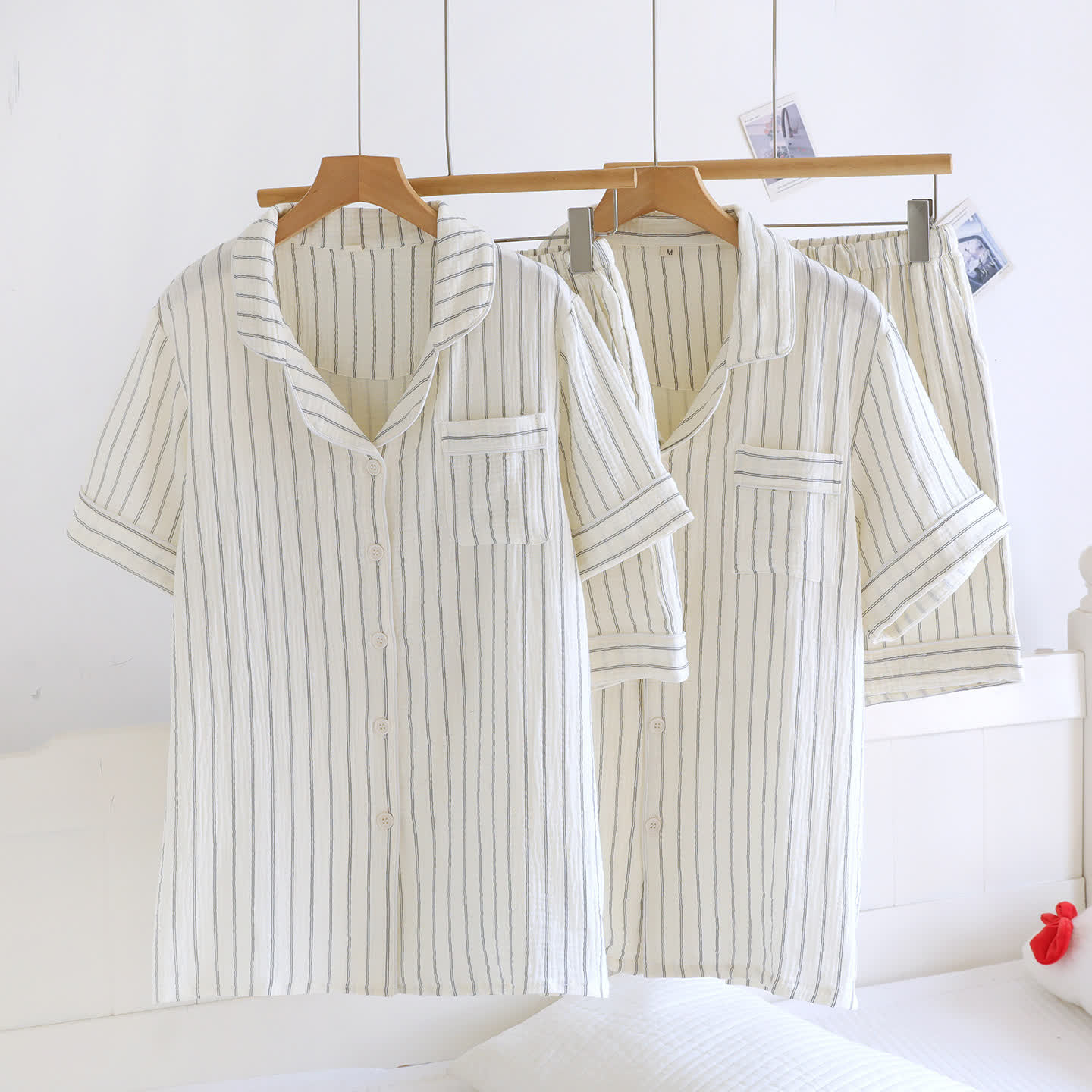 Relaxed Striped Camp Collar Summer Loungewear Set