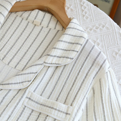 Relaxed Striped Camp Collar Summer Loungewear Set