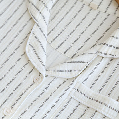 Relaxed Striped Camp Collar Summer Loungewear Set