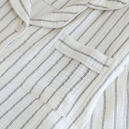 Relaxed Striped Camp Collar Summer Loungewear Set