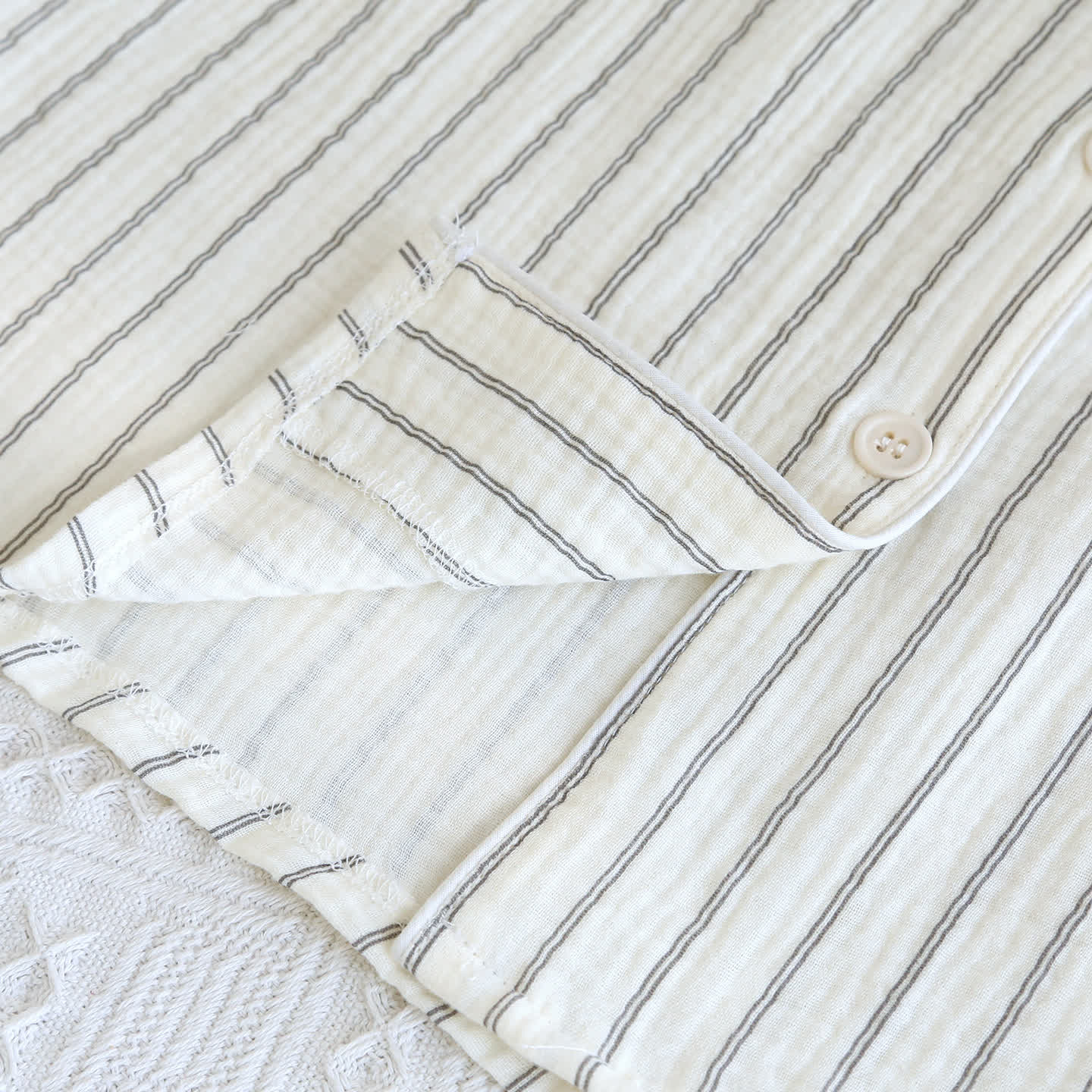 Relaxed Striped Camp Collar Summer Loungewear Set