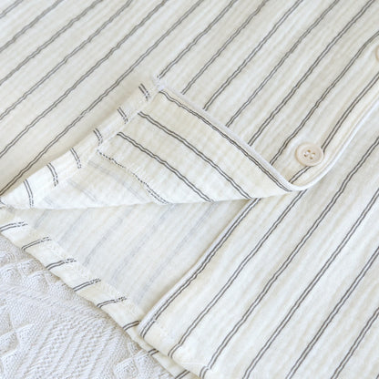Relaxed Striped Camp Collar Summer Loungewear Set