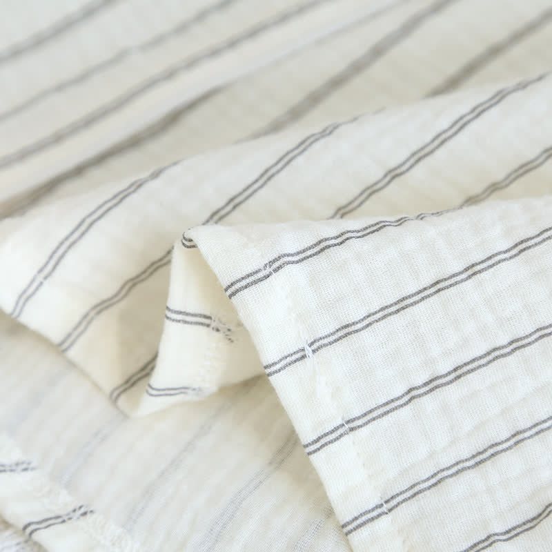 Relaxed Striped Camp Collar Summer Loungewear Set