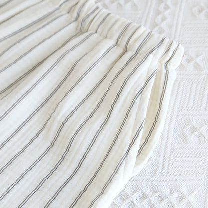 Relaxed Striped Camp Collar Summer Loungewear Set