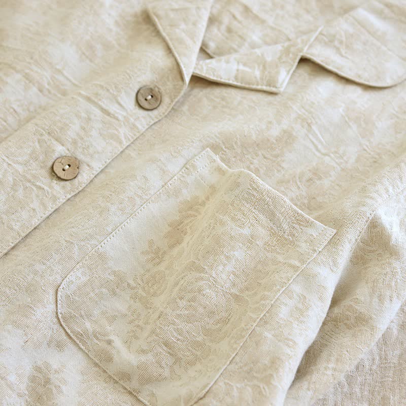 Minimalist-style Couple Button Front Loungewear Set