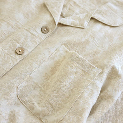 Minimalist-style Couple Button Front Loungewear Set