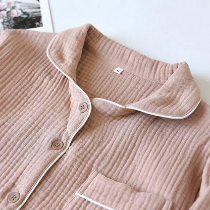 Cotton Gauze Contrast Trim Loungewear Set