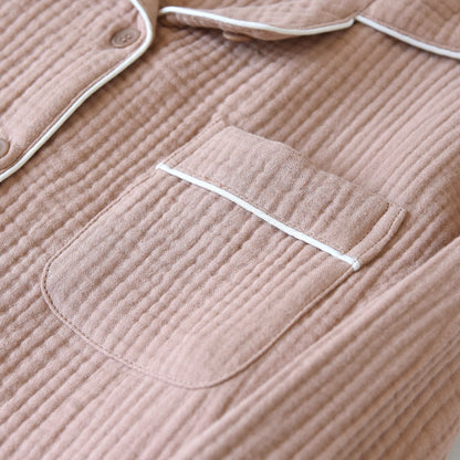 Cotton Gauze Contrast Trim Loungewear Set