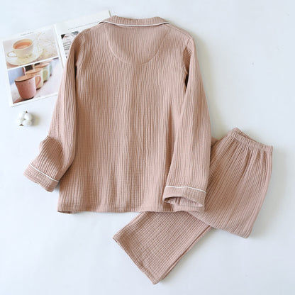 Cotton Gauze Contrast Trim Loungewear Set