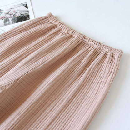 Cotton Gauze Contrast Trim Loungewear Set