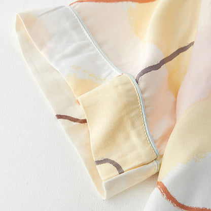 Abstract Print Sateen Short Sleeve Loungewear Set