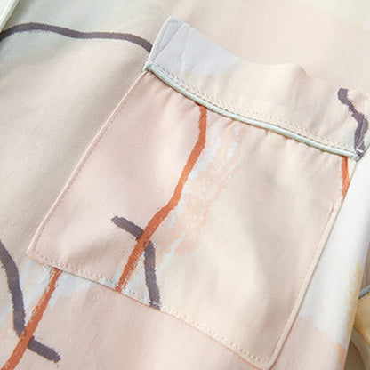 Abstract Print Sateen Short Sleeve Loungewear Set