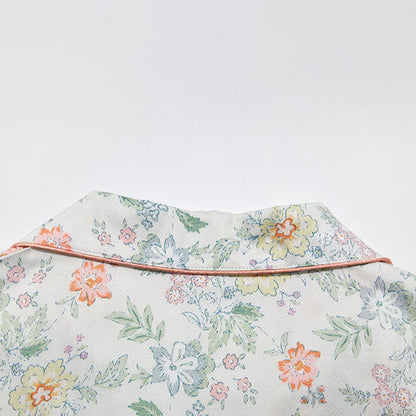 French Floral Satin Short Pajama Set for Summer Nights