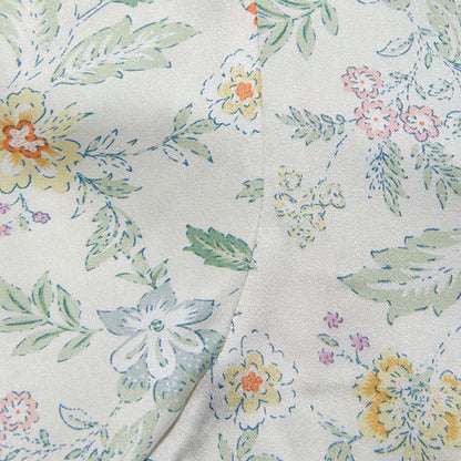 French Floral Satin Short Pajama Set for Summer Nights