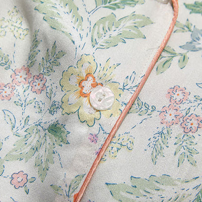 French Floral Satin Short Pajama Set for Summer Nights