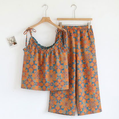Boho Floral Tie Strap Pajama Set