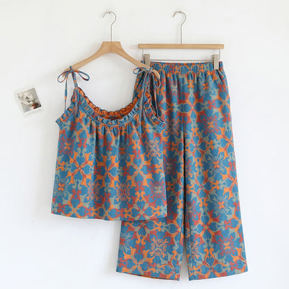 Boho Floral Tie Strap Pajama Set