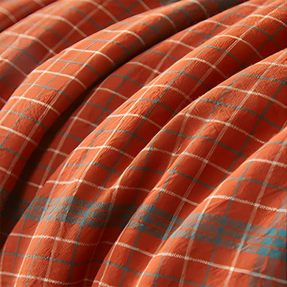 Yarn Dyed Orange Plaid Cotton Summer Quilt