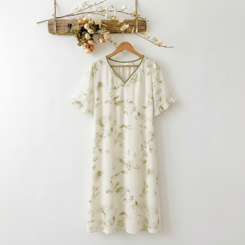 Romantic Floral Lyocell V-Neck Lounge Sleep Dress