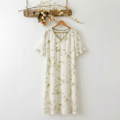 Romantic Floral Lyocell V-Neck Lounge Sleep Dress