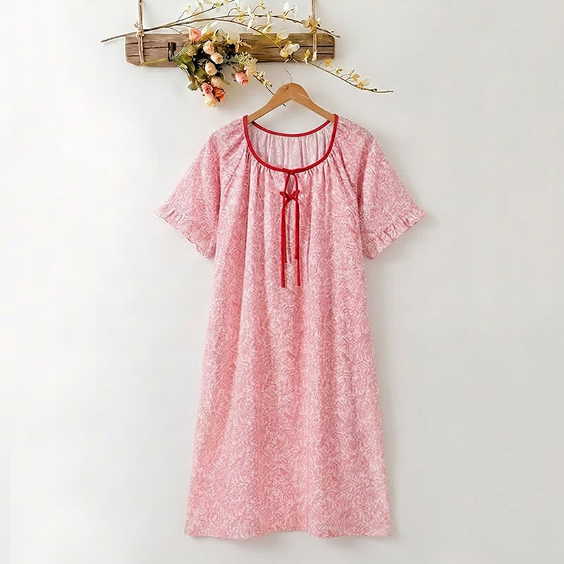 Floral Lyocell Tie Neck Sleep Dress
