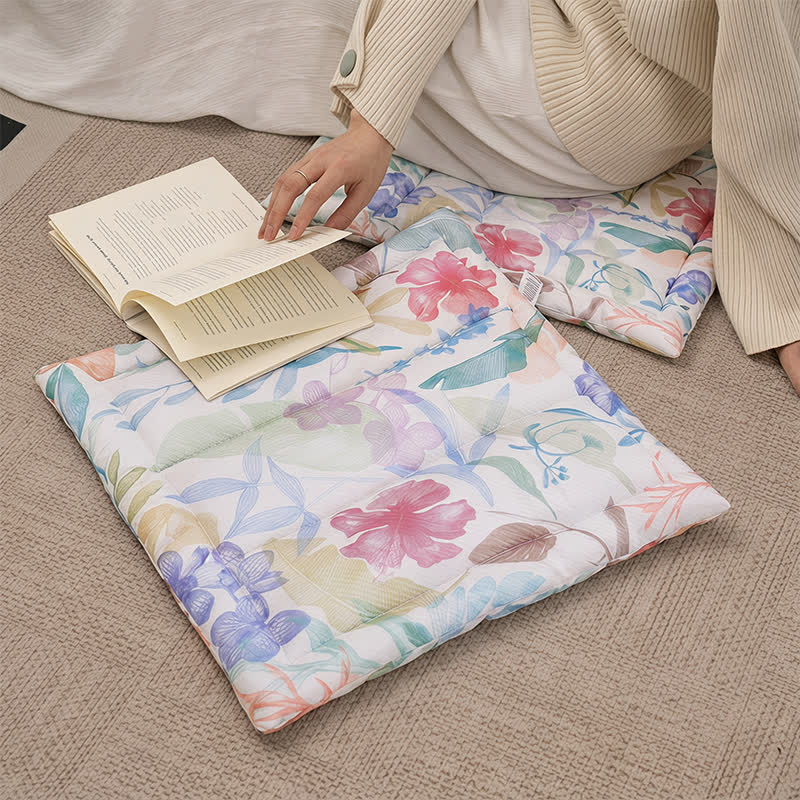 Pastel Botanical Memory Foam Chair Cushion
