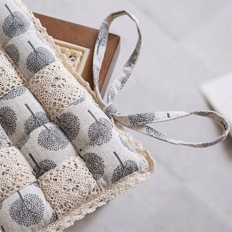 Vintage Country Floral Lace Chair Cushion