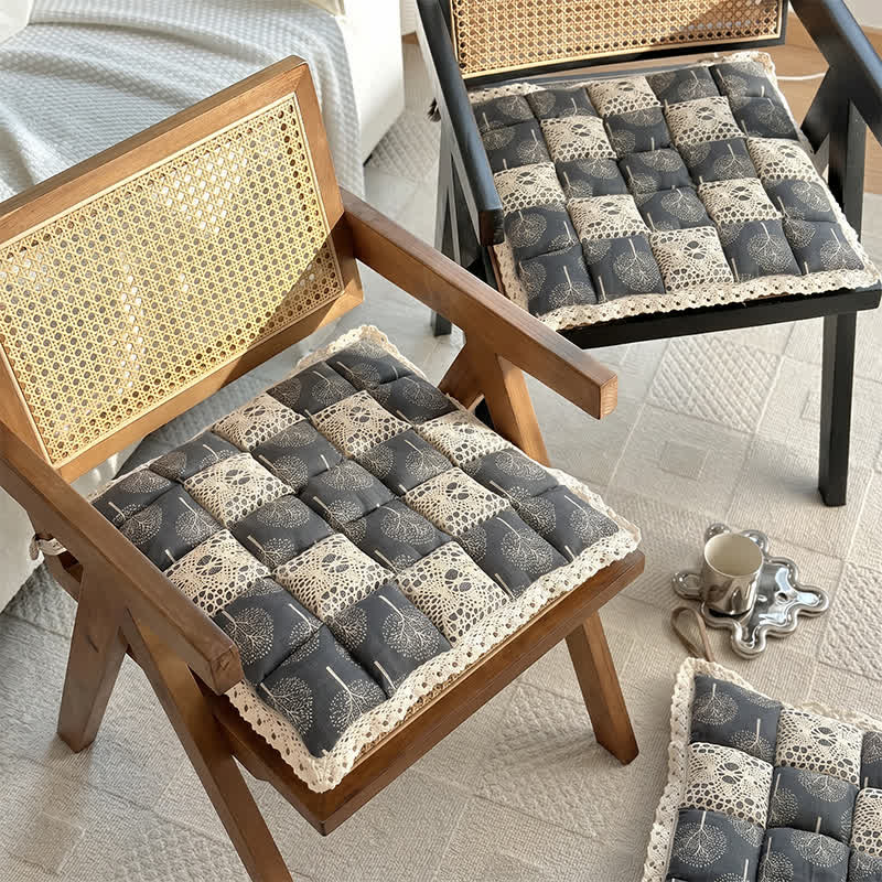 Vintage Country Floral Lace Chair Cushion