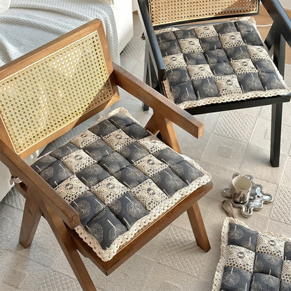 Vintage Country Floral Lace Chair Cushion