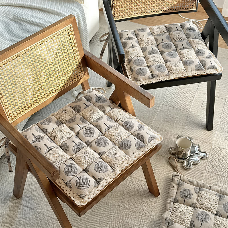 Vintage Country Floral Lace Chair Cushion