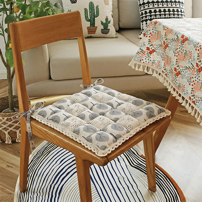 Vintage Country Floral Lace Chair Cushion