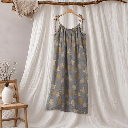 Ginkgo Leaf Tie Strap Lounge NightDress