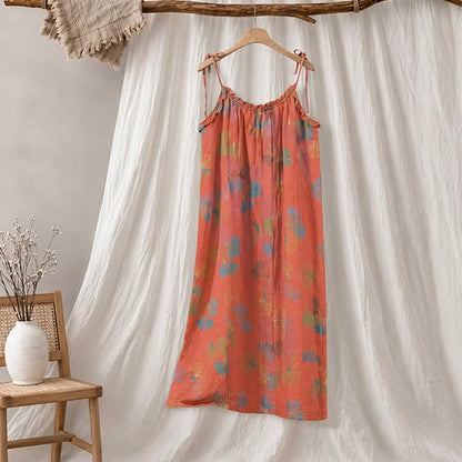 Ginkgo Leaf Tie Strap Lounge Nightgown