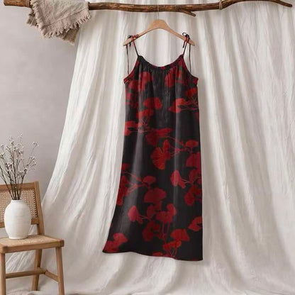 Botanical Leaf Tie Strap Maxi Lounge Dress