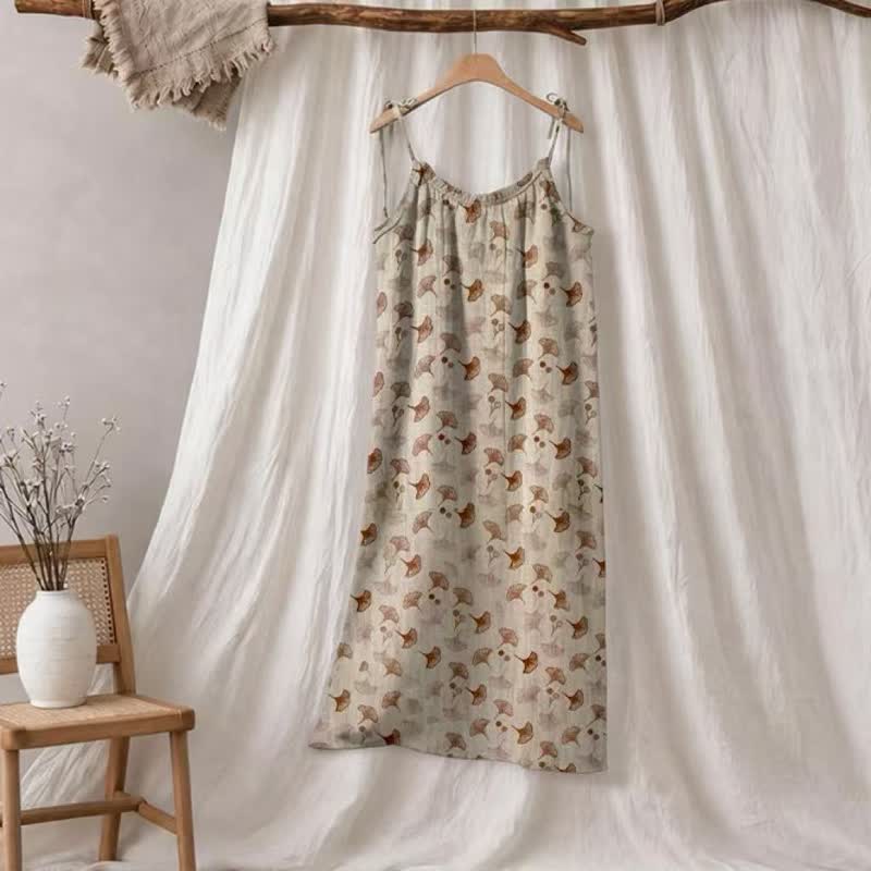 Ginkgo Floral Tie Strap Lounge Dress