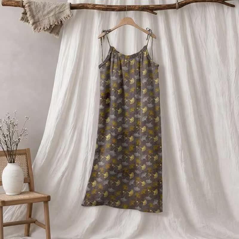Ginkgo Floral Tie Strap Lounge Dress