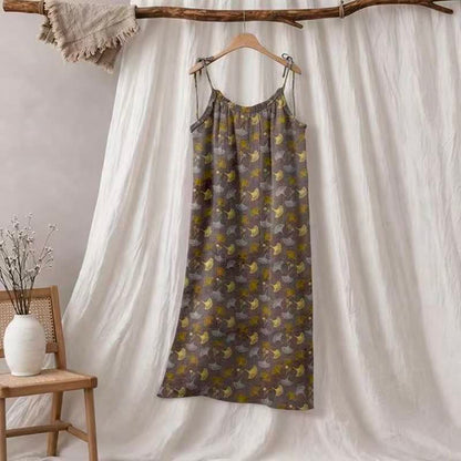 Ginkgo Floral Tie Strap Lounge Dress