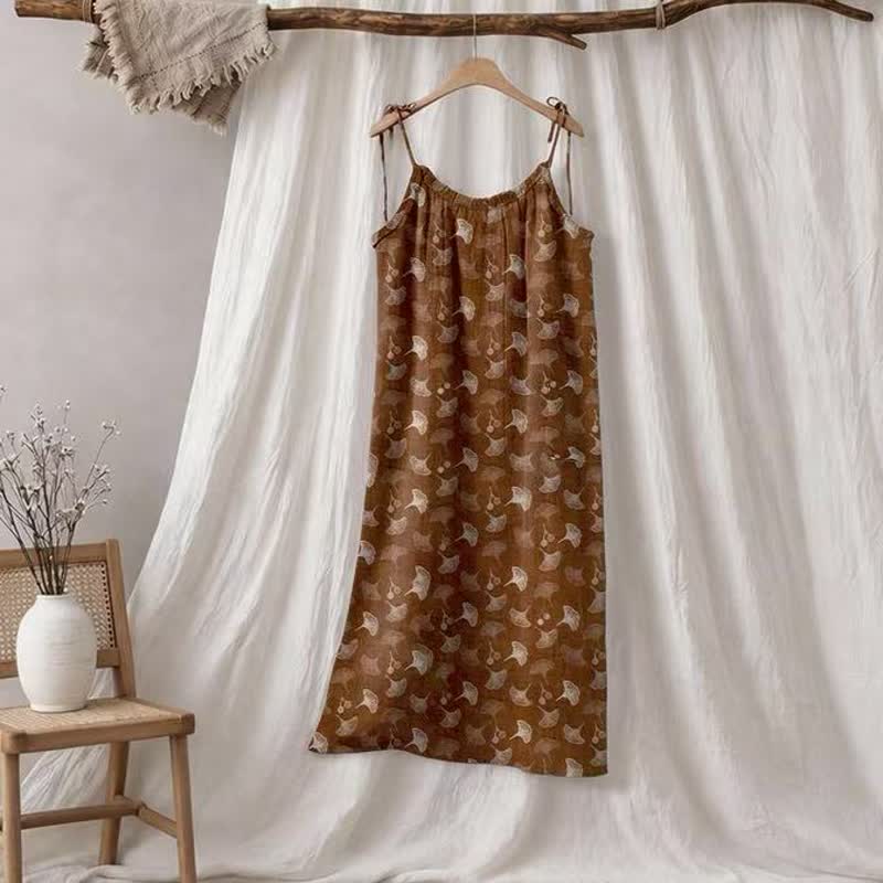 Ginkgo Floral Tie Strap Lounge Dress
