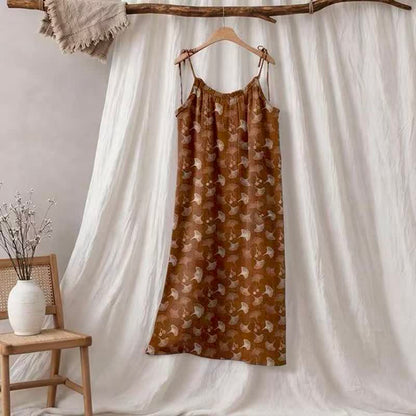 Ginkgo Floral Tie Strap Lounge Dress