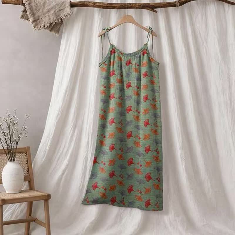 Ginkgo Floral Tie Strap Lounge Dress
