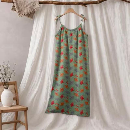 Ginkgo Floral Tie Strap Lounge Dress