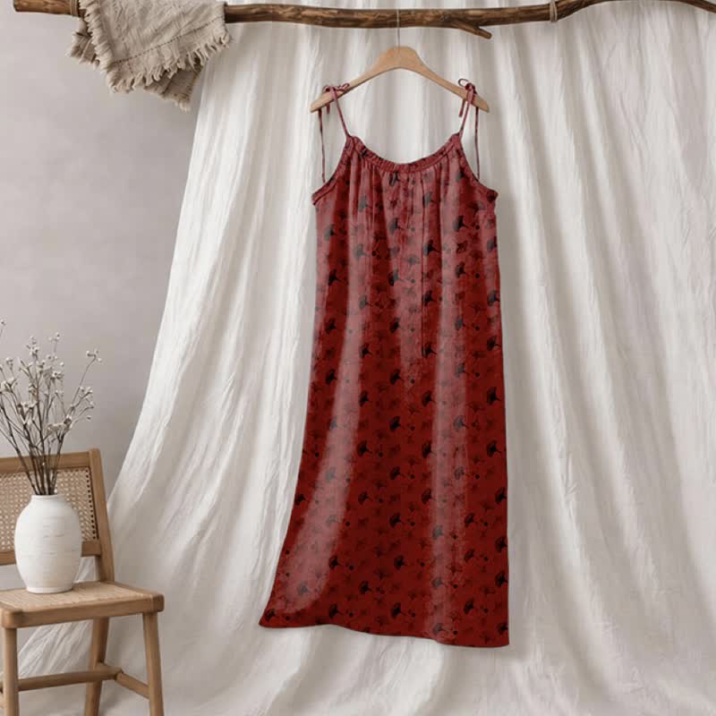 Ginkgo Floral Tie Strap Lounge Dress