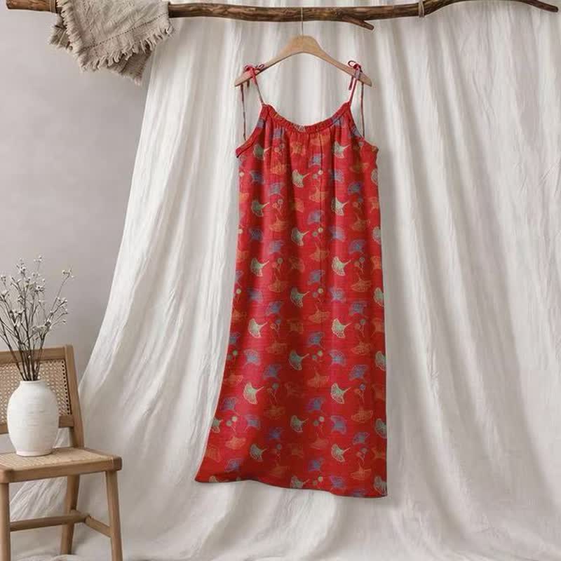 Ginkgo Floral Tie Strap Lounge Dress
