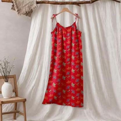 Ginkgo Floral Tie Strap Lounge Dress