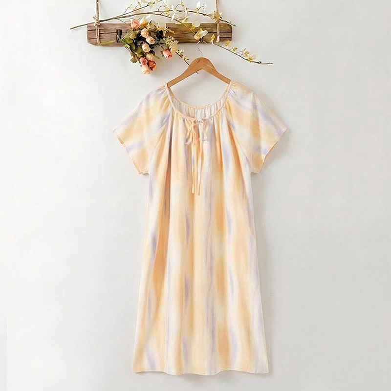Watercolor Floral Lyocell Tie Neck Sleep Dress