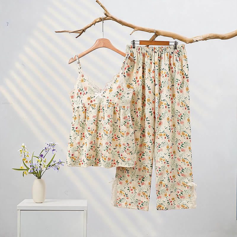 Romantic Floral Cami and Ankle Pants Lounge Set